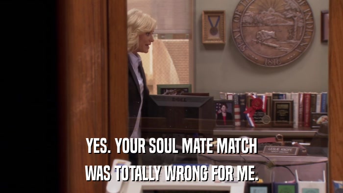 YES. YOUR SOUL MATE MATCH WAS TOTALLY WRONG FOR ME. 