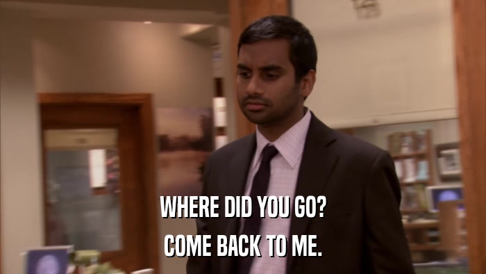 WHERE DID YOU GO? COME BACK TO ME. 