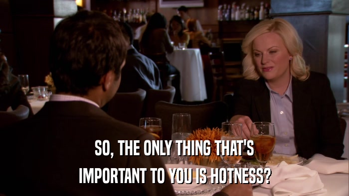 SO, THE ONLY THING THAT'S IMPORTANT TO YOU IS HOTNESS? 