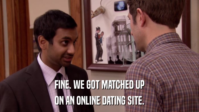 FINE. WE GOT MATCHED UP ON AN ONLINE DATING SITE. 