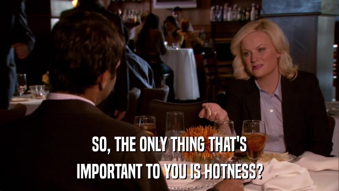 SO, THE ONLY THING THAT'S IMPORTANT TO YOU IS HOTNESS? 
