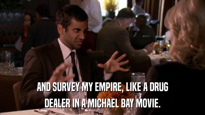 AND SURVEY MY EMPIRE, LIKE A DRUG DEALER IN A MICHAEL BAY MOVIE. 