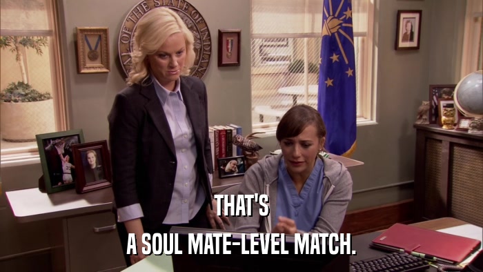 THAT'S A SOUL MATE-LEVEL MATCH. 
