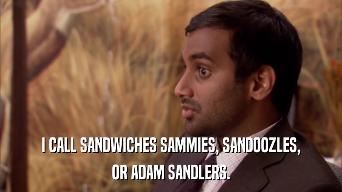 I CALL SANDWICHES SAMMIES, SANDOOZLES, OR ADAM SANDLERS. 