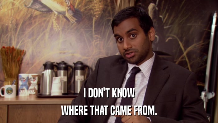 I DON'T KNOW WHERE THAT CAME FROM. 