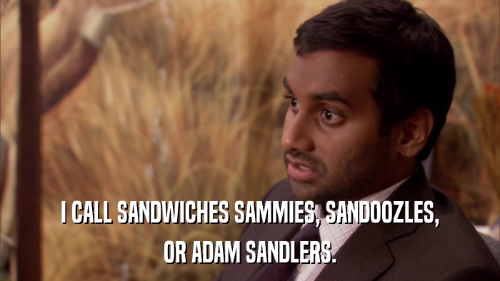 I CALL SANDWICHES SAMMIES, SANDOOZLES, OR ADAM SANDLERS. 