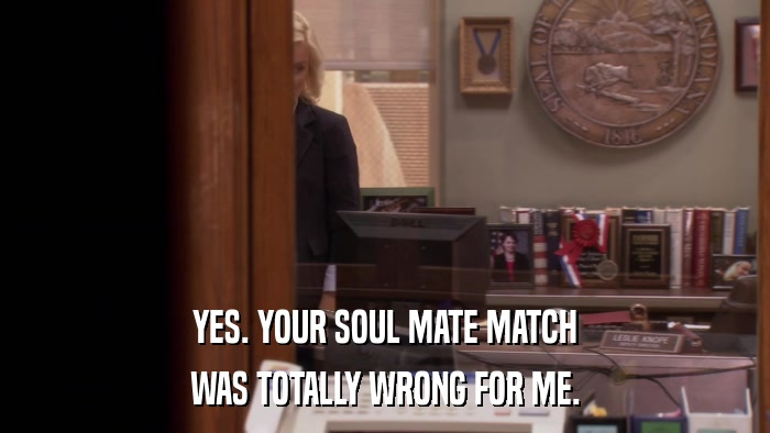 YES. YOUR SOUL MATE MATCH WAS TOTALLY WRONG FOR ME. 