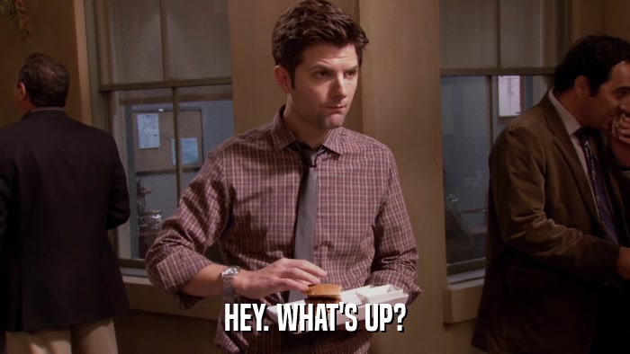 HEY. WHAT'S UP?  
