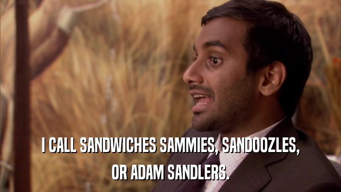 I CALL SANDWICHES SAMMIES, SANDOOZLES, OR ADAM SANDLERS. 