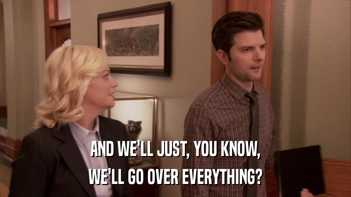 AND WE'LL JUST, YOU KNOW, WE'LL GO OVER EVERYTHING? 