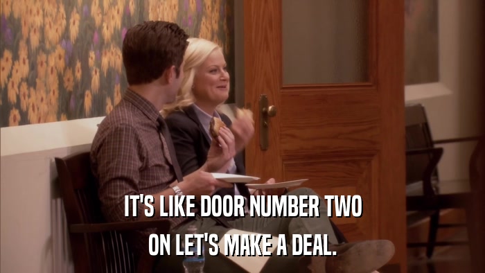 IT'S LIKE DOOR NUMBER TWO ON LET'S MAKE A DEAL. 