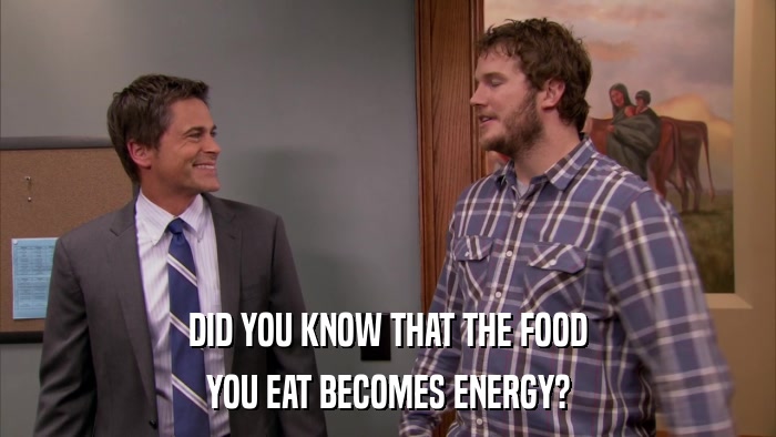 DID YOU KNOW THAT THE FOOD YOU EAT BECOMES ENERGY? 