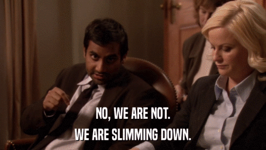 NO, WE ARE NOT. WE ARE SLIMMING DOWN. 