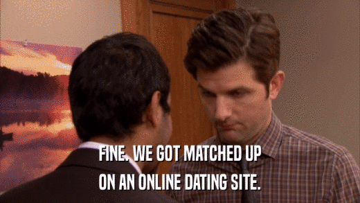FINE. WE GOT MATCHED UP ON AN ONLINE DATING SITE. 