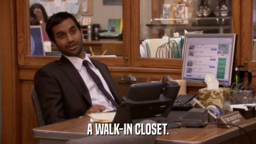 A WALK-IN CLOSET.  