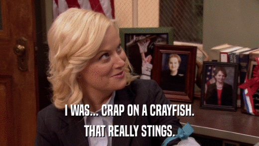 I WAS... CRAP ON A CRAYFISH. THAT REALLY STINGS. 