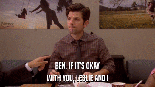 BEN, IF IT'S OKAY WITH YOU, LESLIE AND I 