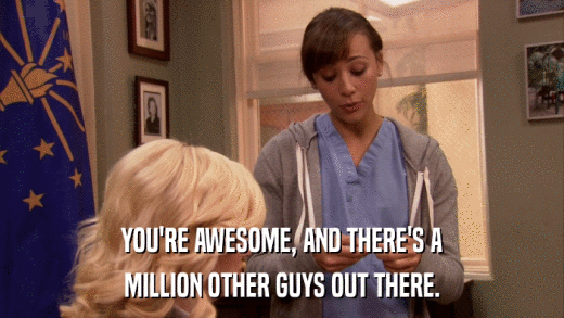 YOU'RE AWESOME, AND THERE'S A MILLION OTHER GUYS OUT THERE. 