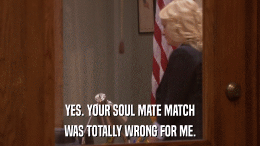 YES. YOUR SOUL MATE MATCH WAS TOTALLY WRONG FOR ME. 