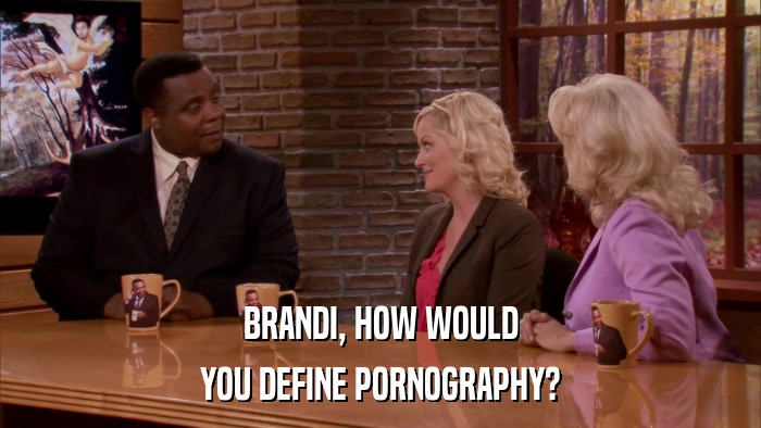 BRANDI, HOW WOULD YOU DEFINE PORNOGRAPHY? 