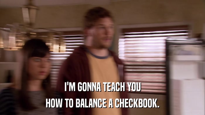I'M GONNA TEACH YOU HOW TO BALANCE A CHECKBOOK. 
