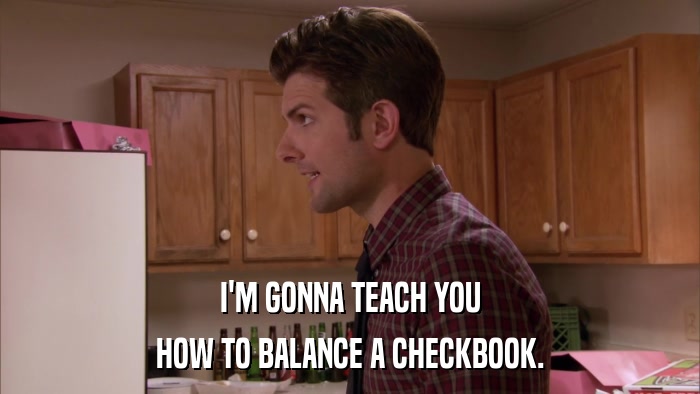 I'M GONNA TEACH YOU HOW TO BALANCE A CHECKBOOK. 