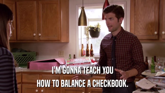I'M GONNA TEACH YOU HOW TO BALANCE A CHECKBOOK. 