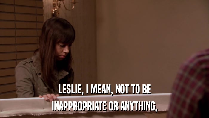 LESLIE, I MEAN, NOT TO BE INAPPROPRIATE OR ANYTHING, 