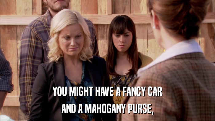 YOU MIGHT HAVE A FANCY CAR AND A MAHOGANY PURSE, 