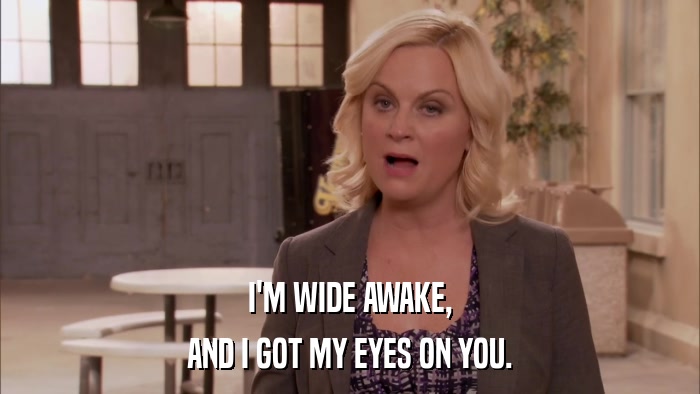 I'M WIDE AWAKE, AND I GOT MY EYES ON YOU. 