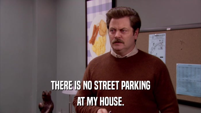 THERE IS NO STREET PARKING AT MY HOUSE. 