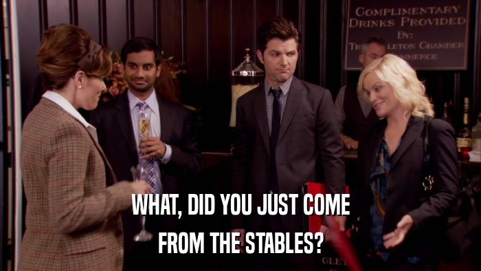WHAT, DID YOU JUST COME FROM THE STABLES? 