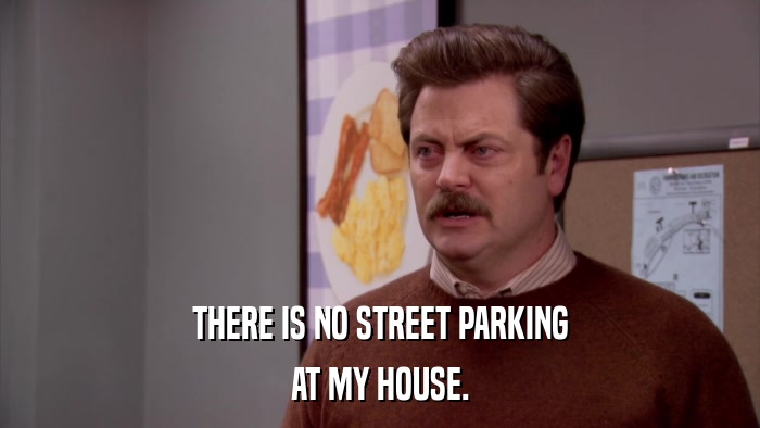 THERE IS NO STREET PARKING AT MY HOUSE. 