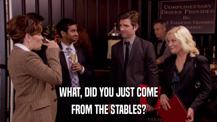 WHAT, DID YOU JUST COME FROM THE STABLES? 