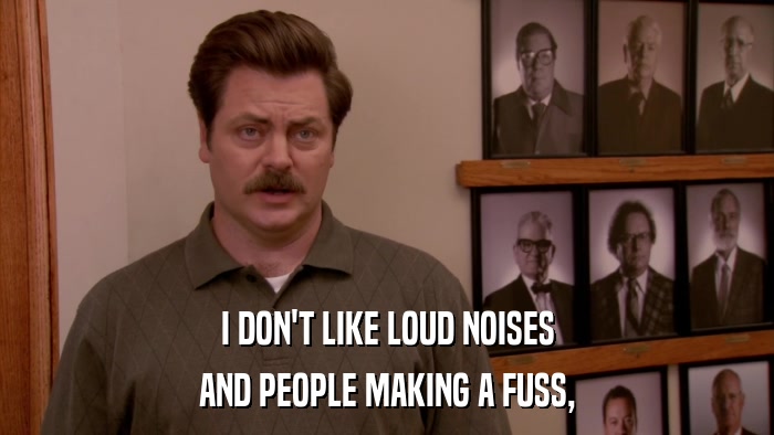 I DON'T LIKE LOUD NOISES AND PEOPLE MAKING A FUSS, 