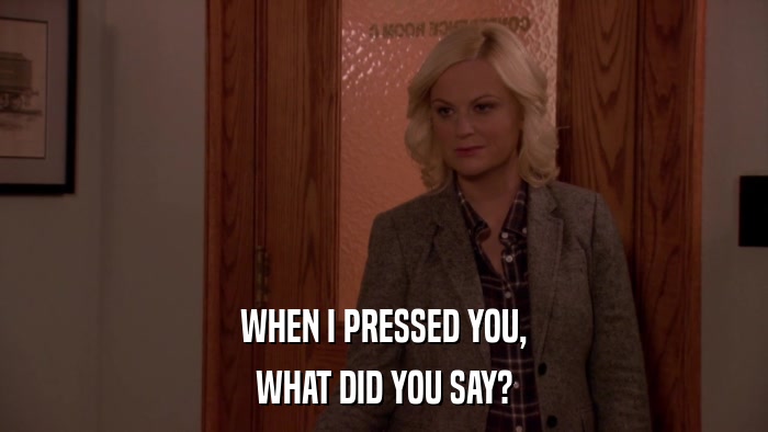 WHEN I PRESSED YOU, WHAT DID YOU SAY? 