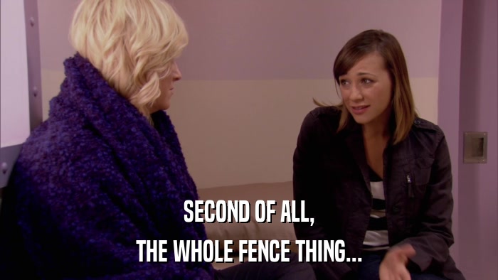 SECOND OF ALL, THE WHOLE FENCE THING... 
