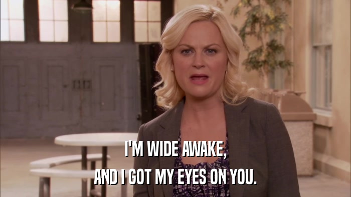 I'M WIDE AWAKE, AND I GOT MY EYES ON YOU. 