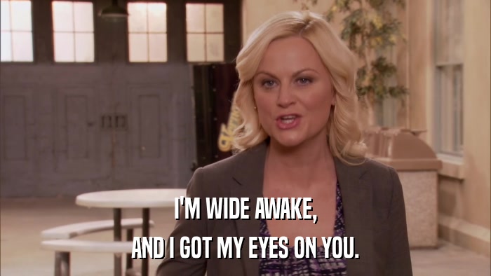 I'M WIDE AWAKE, AND I GOT MY EYES ON YOU. 