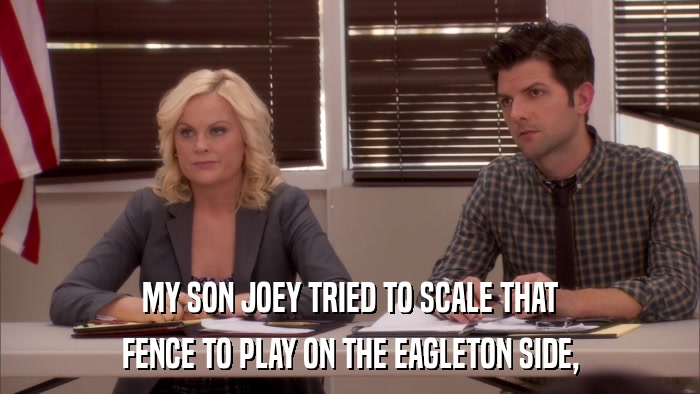MY SON JOEY TRIED TO SCALE THAT FENCE TO PLAY ON THE EAGLETON SIDE, 