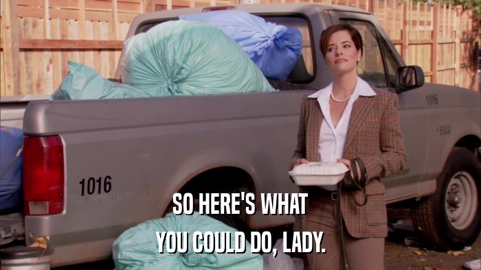 SO HERE'S WHAT YOU COULD DO, LADY. 
