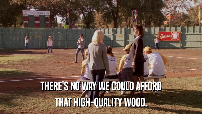 THERE'S NO WAY WE COULD AFFORD THAT HIGH-QUALITY WOOD. 