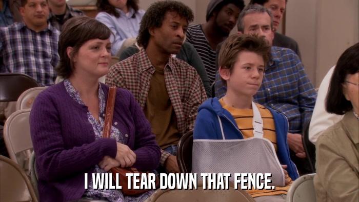 I WILL TEAR DOWN THAT FENCE.  