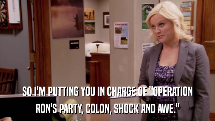 SO I'M PUTTING YOU IN CHARGE OF 