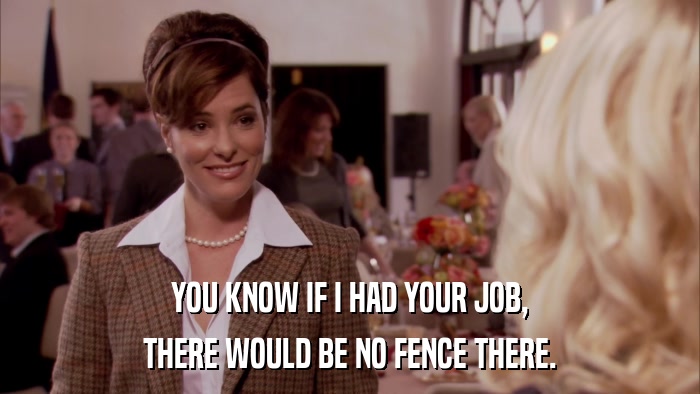 YOU KNOW IF I HAD YOUR JOB, THERE WOULD BE NO FENCE THERE. 