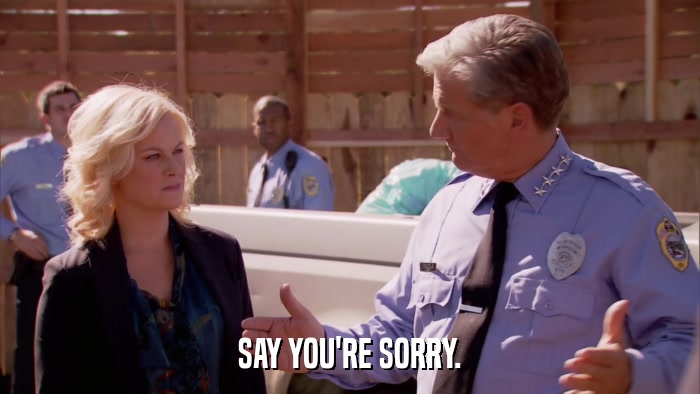 SAY YOU'RE SORRY.  