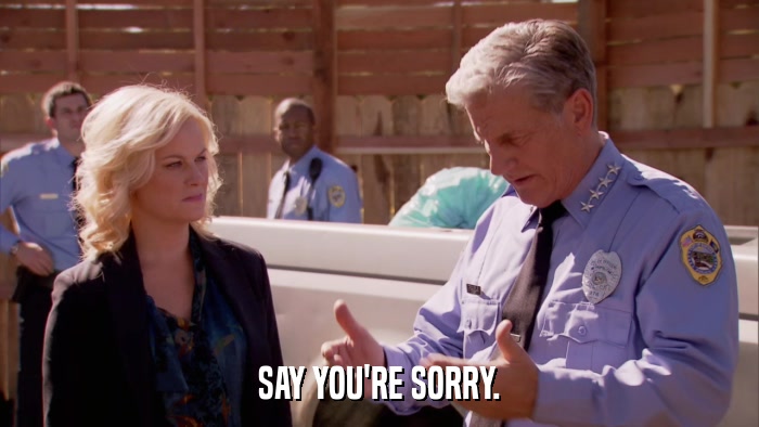 SAY YOU'RE SORRY.  