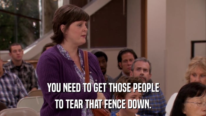 YOU NEED TO GET THOSE PEOPLE TO TEAR THAT FENCE DOWN. 