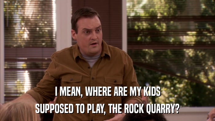 I MEAN, WHERE ARE MY KIDS SUPPOSED TO PLAY, THE ROCK QUARRY? 