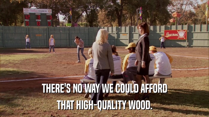 THERE'S NO WAY WE COULD AFFORD THAT HIGH-QUALITY WOOD. 